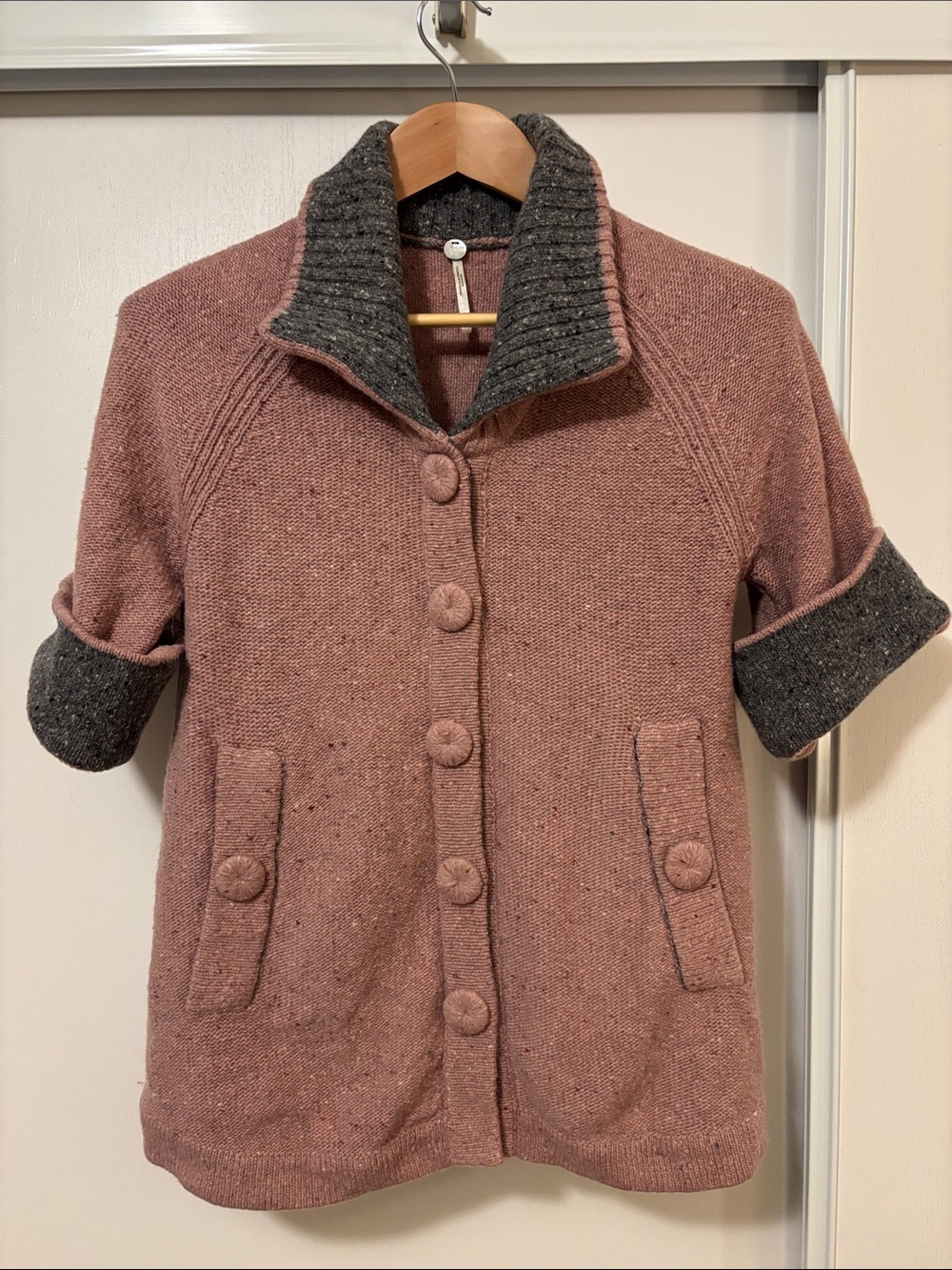 Margaret O’Leary Cottagecore Cardigan Size Medium Twee Quiet Luxury Wide Collar - Picture 2 of 12